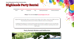 Desktop Screenshot of highlandspartyrental.com